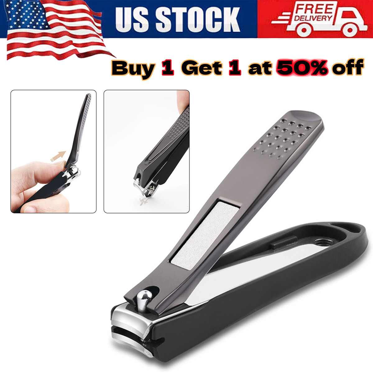 Extra Large Toe Nail Clippers For Thick Hard Nail Cutter Heavy Duty Stainless US