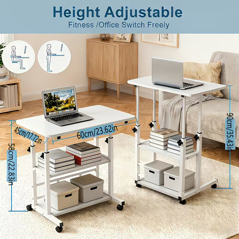 3-Tier Adjustable Nursing Bedside Table Writing/Reading Table Computer Table