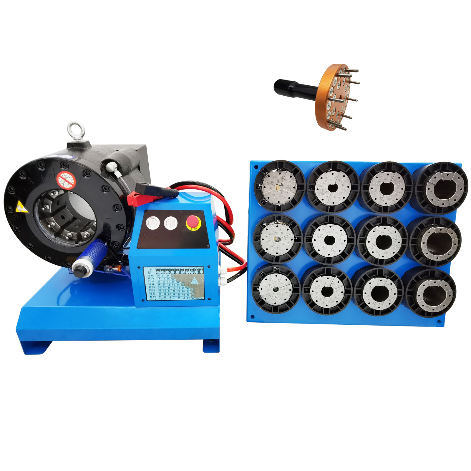 12V 2.5KW 1/4"-2" High Pressure Hydraulic Hose Crimping Machine 13 Set Dies