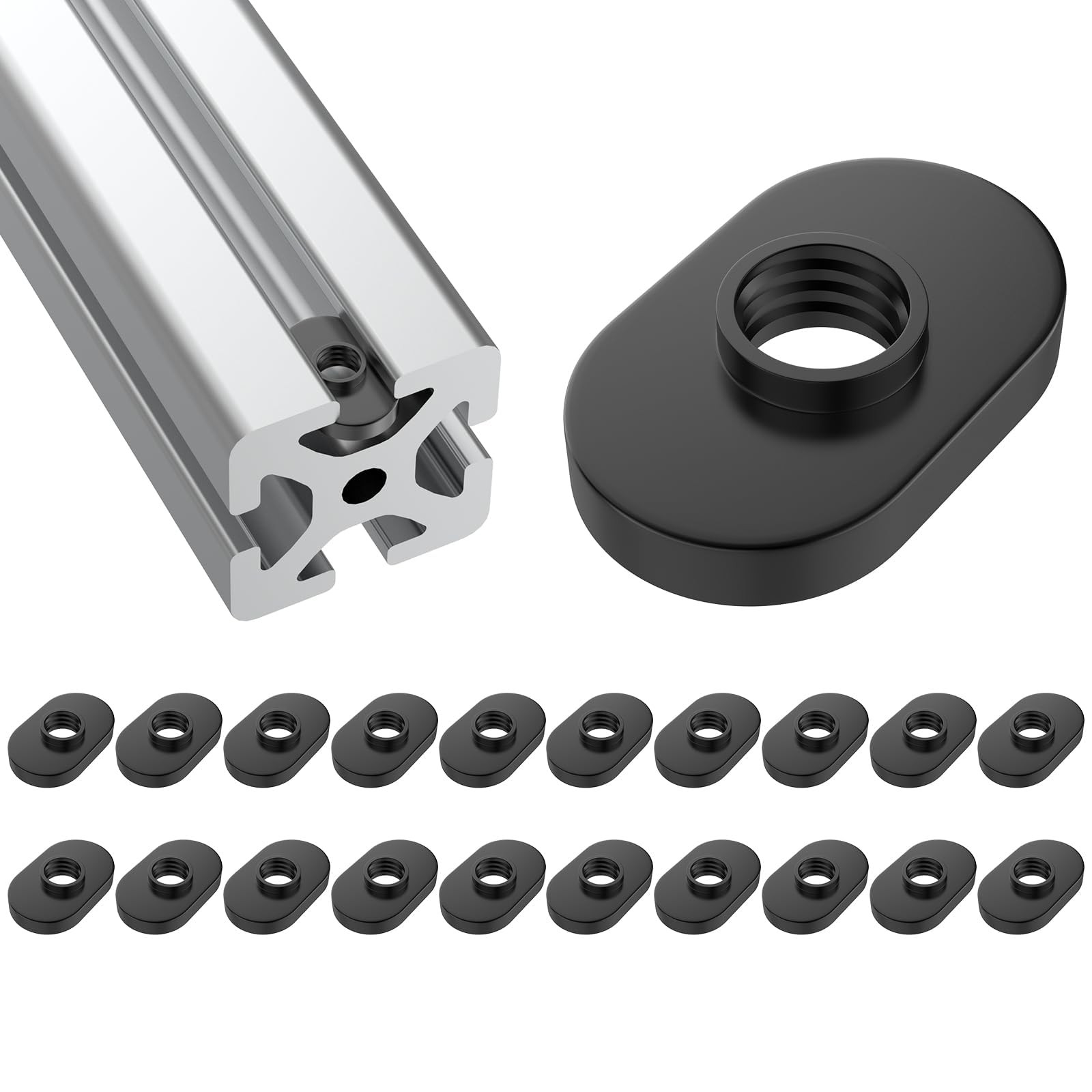 20PCS 1/4"-20 T-Slot Nuts Slide In Carbon Steel Zinc T Track Bolts 15 Series