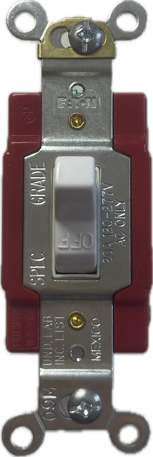 Eaton Arrow Hart AH1221LTW 15/20A 120/277V White Lighted Toggle Switch - New