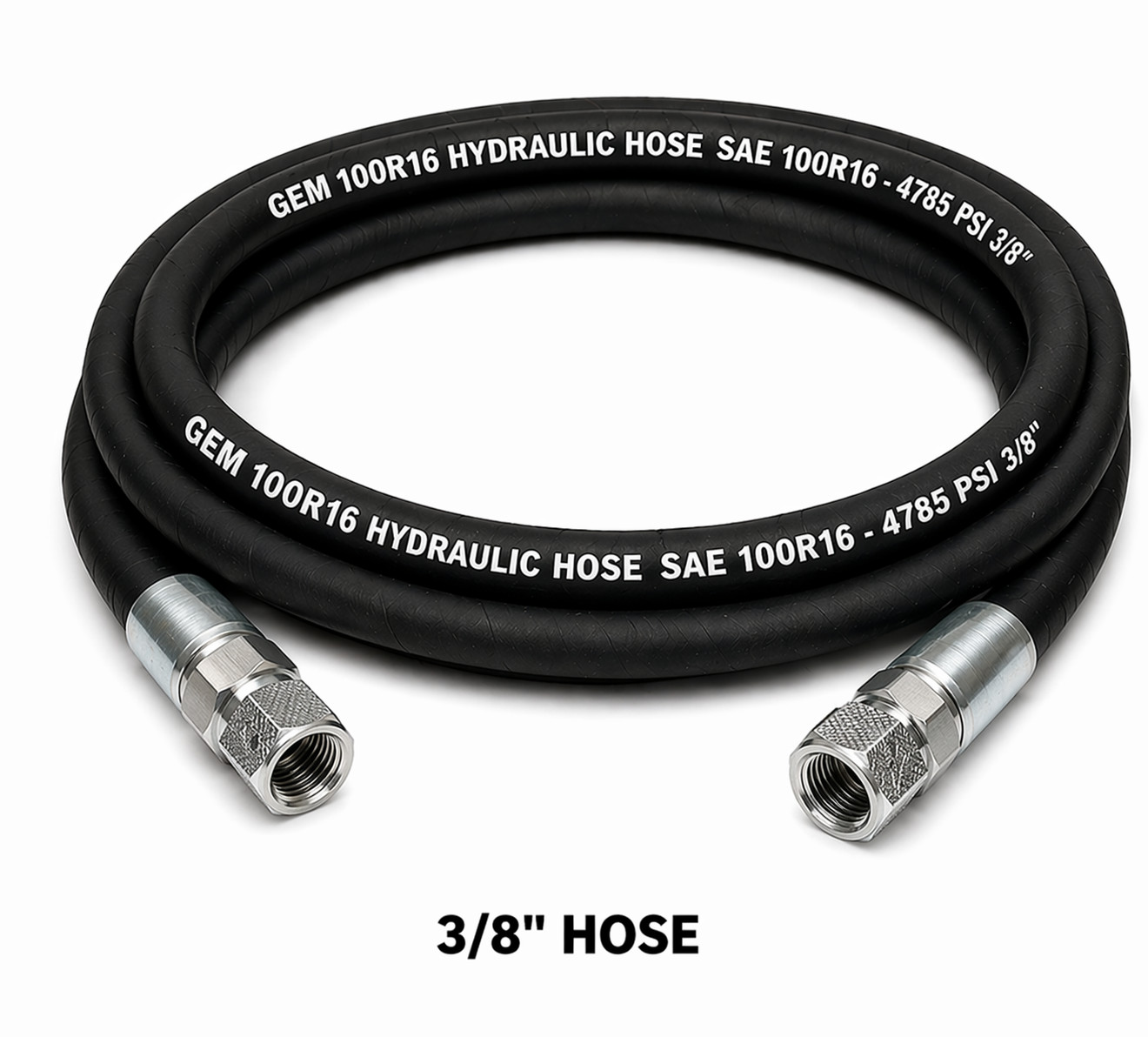 3/8" 2 Wire 100R16 Hydraulic Hose Assembly JIC#8 Female Swivel Fittings PSI 4785