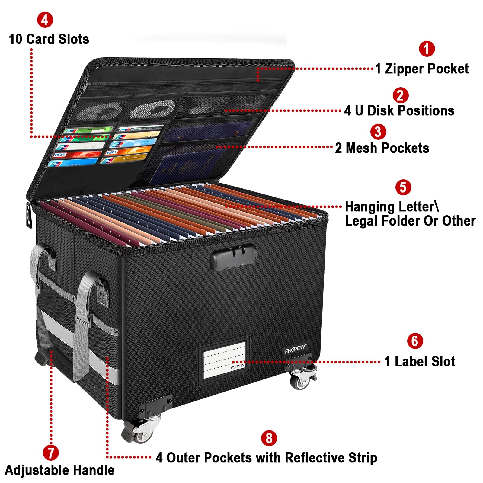 File Box With Wheels Fireproof Document Box With Lockcollapsible Rolling File St