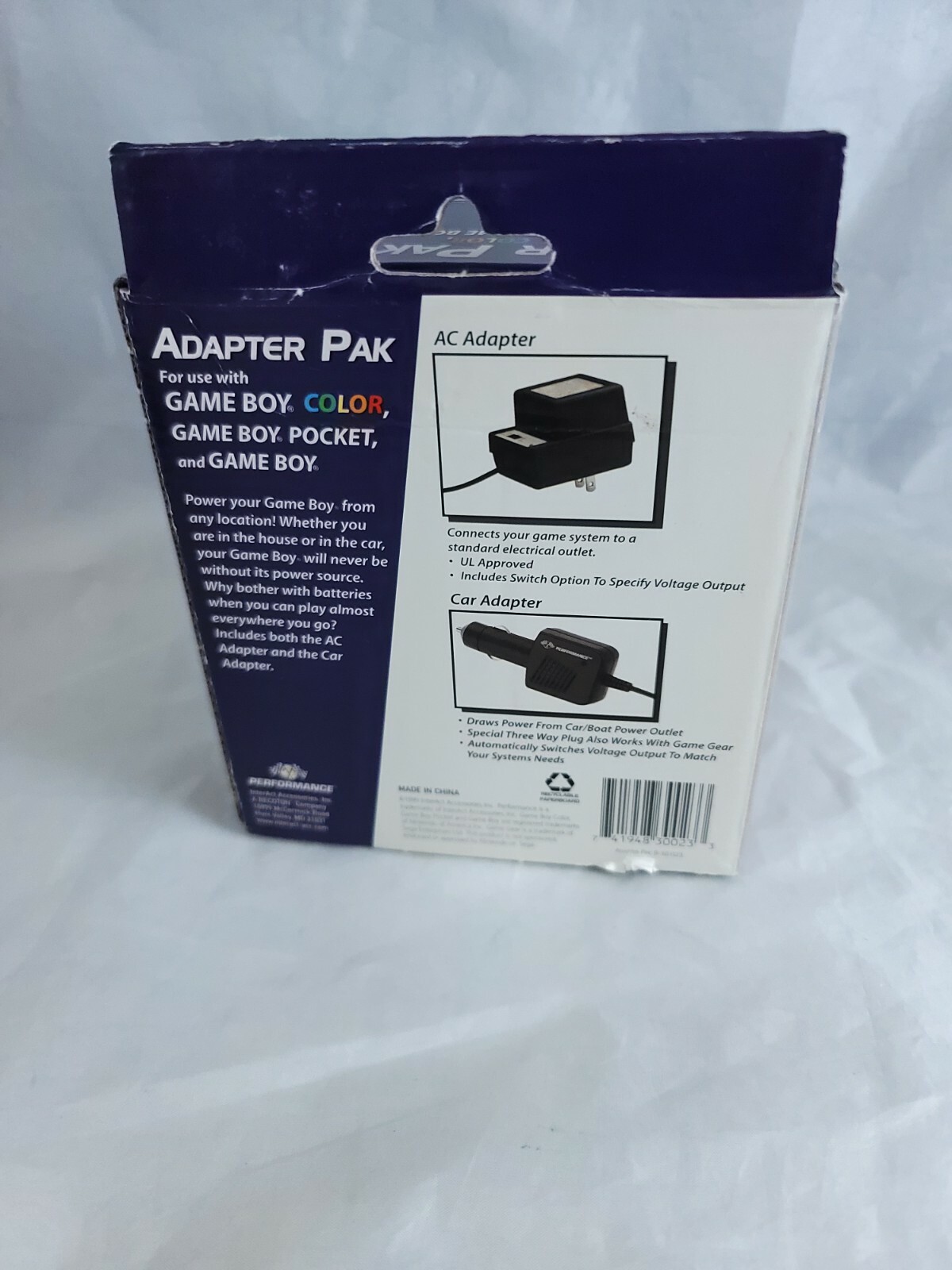 Nintendo Game Boy Color Adapter Pak Box Only Ac Car