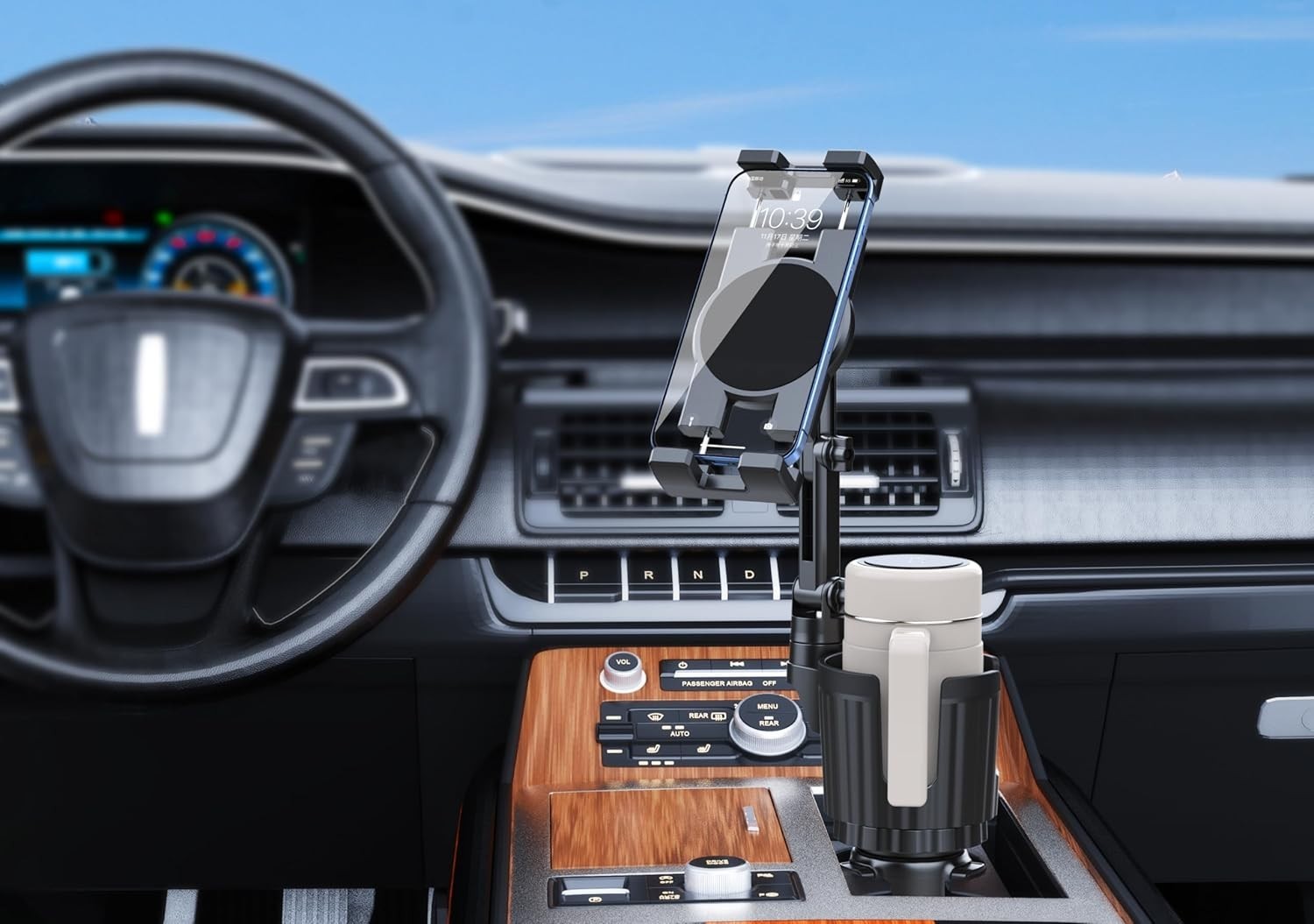 Cup Holder Tablet Mount, Ipad Cup Holder Car Mount with Adjustable Arm for Table