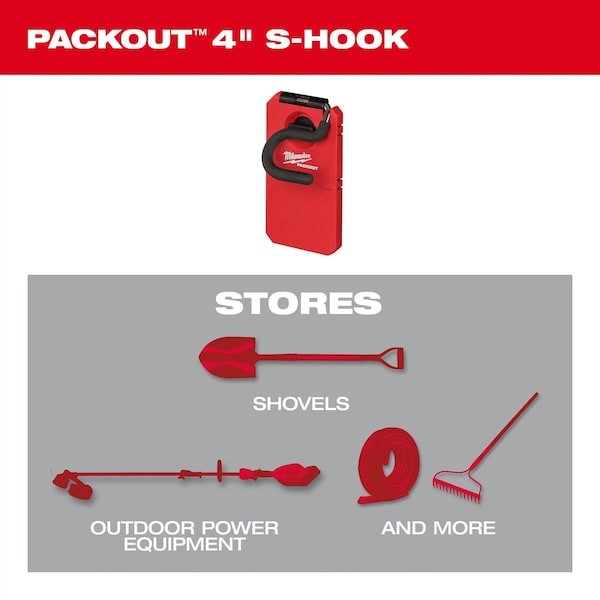 Milwaukee Tool 48-22-8333 4 In. S-Hook For Packout Wall-Mounted Storage