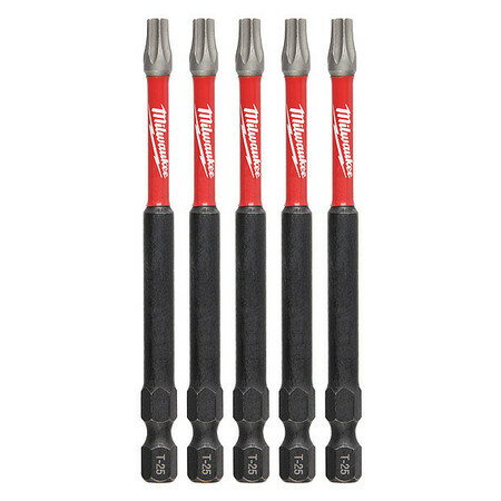 Milwaukee 48-32-4579 T25 Torx Shockwave Impact 3-1/2" Power Bits (5 Pk)