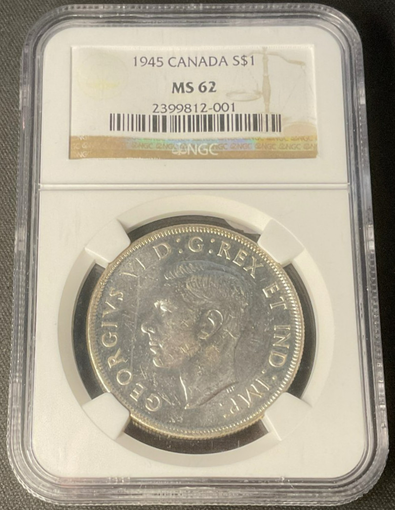 1945 Canada Silver Dollar $1 NGC MS62 George VI