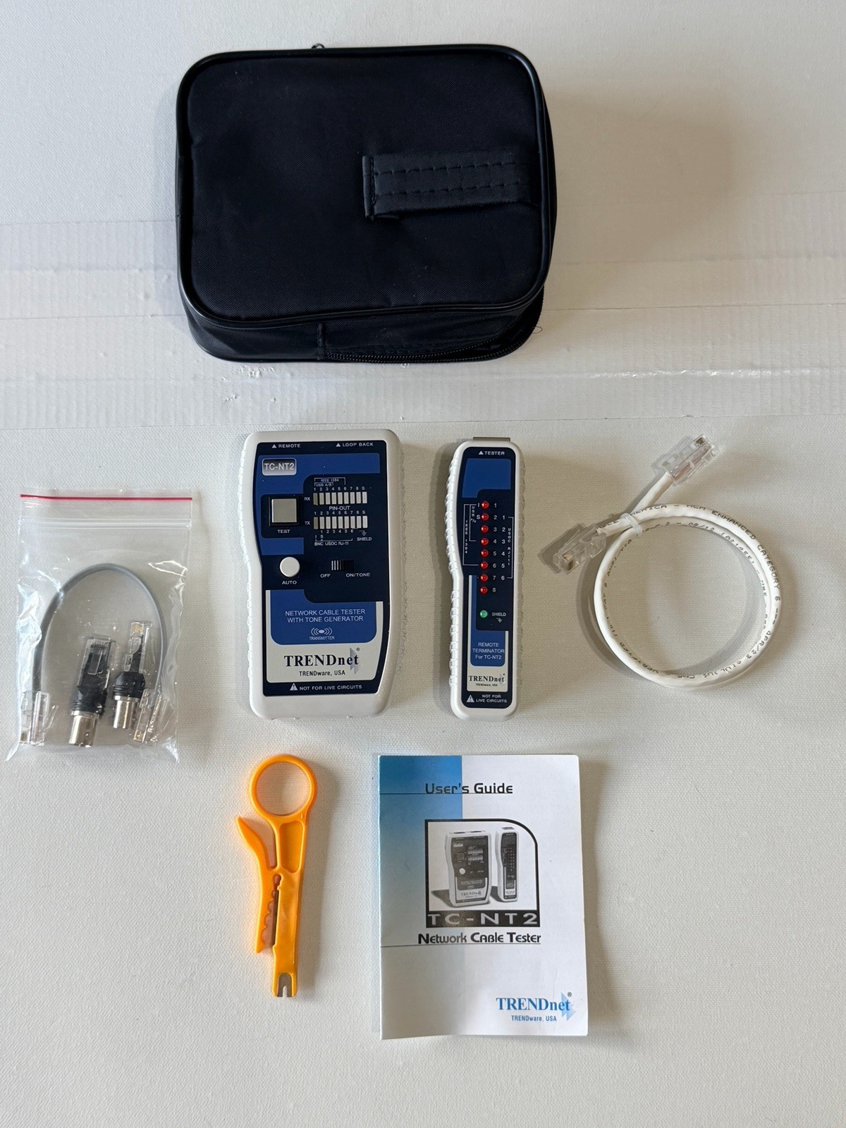 TRENDnet TC-NT2 Network Cable Tester Kit w/Case Manual Tone Generator