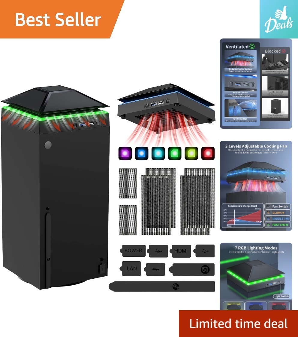 RGB Light Cooling Fan for Xbox Series X with Dust Filters & Low Noise Operation