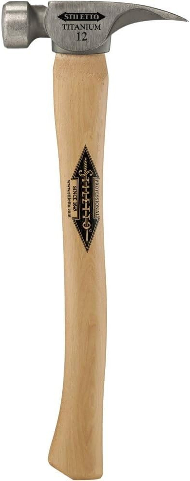 Ti12Sc Titanium Hammer with 18" Curved Hickory Handle - Smooth Face, Silver