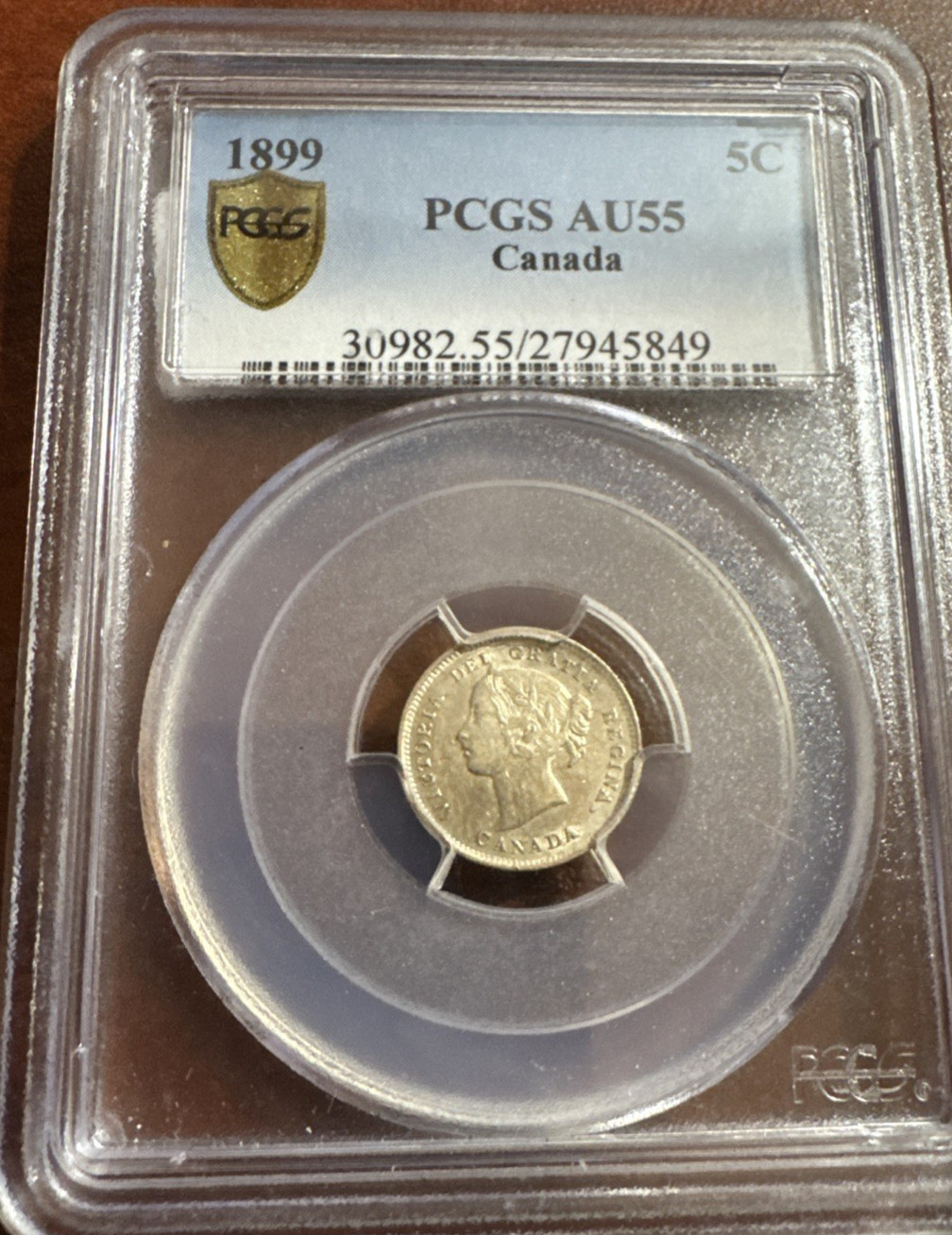 1899 PCGS AU 55 Canada Victoria 5 Cents Sterling Silver Coin