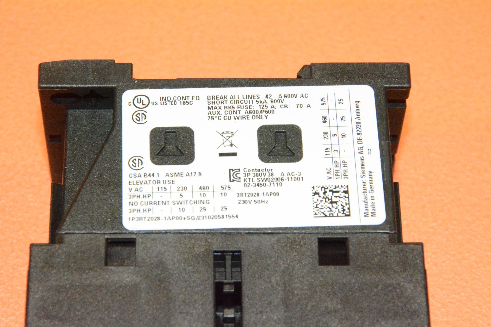 Siemens 3RT2028-1AP00 Contactor Contactor