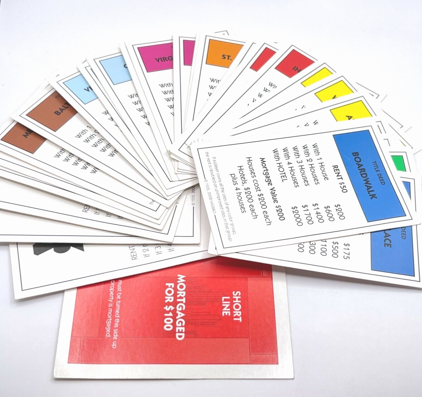 Monopoly Property Title Deed Cards - Complete Set - Game Replacement Parts $