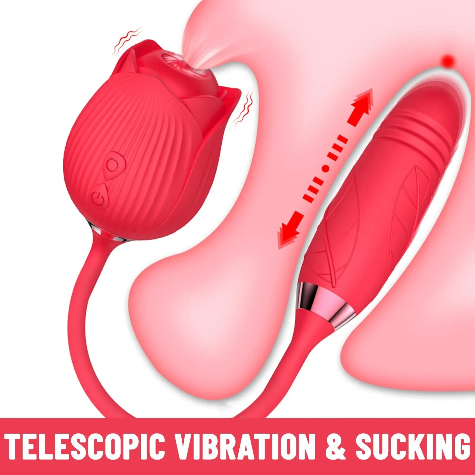 Rose  Shape Sucking Vibrator Clitoral G-spot Suction Sex Toy 10 Speed WaterProof
