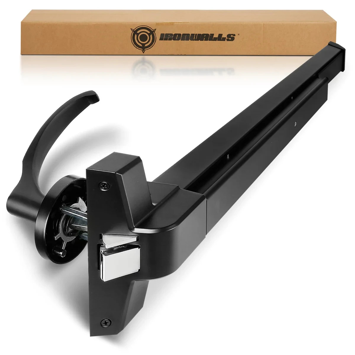 IRONWALLS 32" Panic Exit Door Push Bar with Lever Black Commercial Hardware