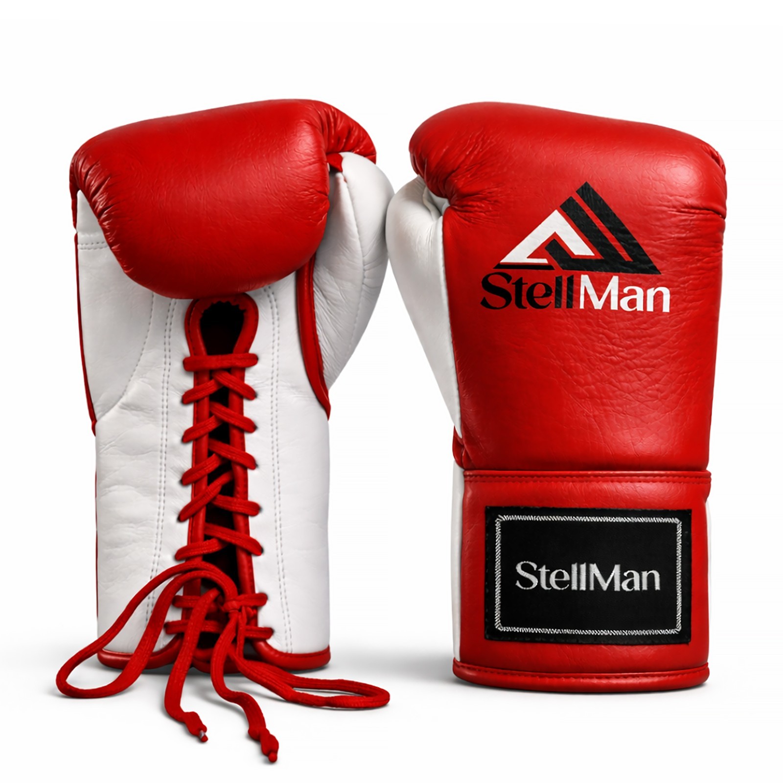 Stellman Pro Lace-Up Competition Leather Boxing Gloves  MMA Training Muay Thai