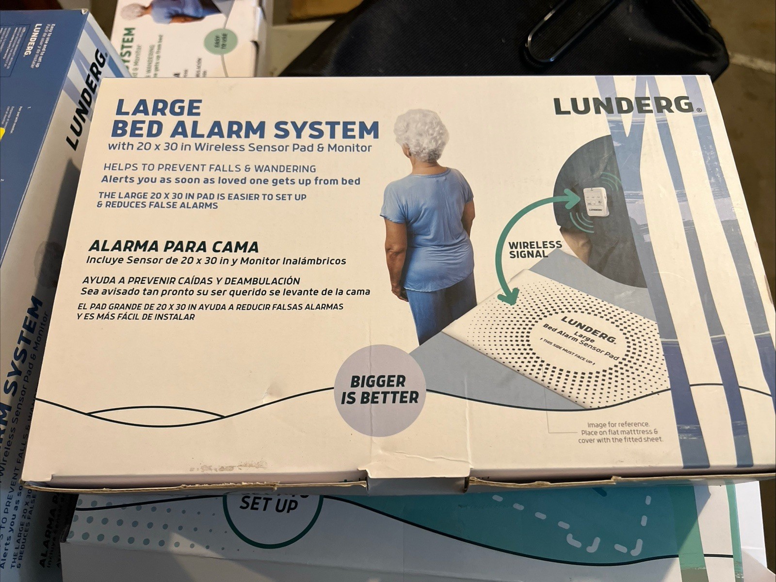 Lunderg LARGE Bed Alarm for Elderly Adults - Wireless Sensor Pad 20” x 30”
