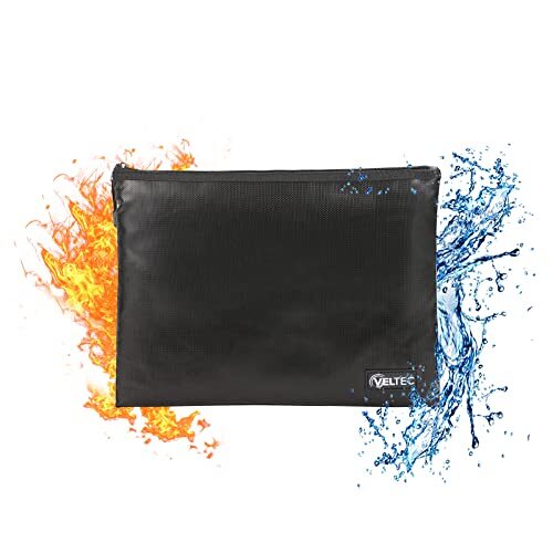 Fireproof and Waterproof Zipper Pouch Bag for Valuables, Documents,Cash