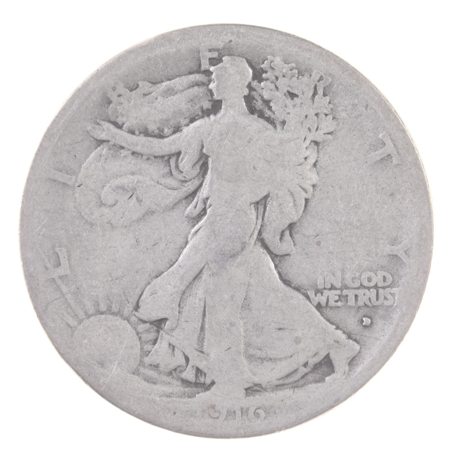 1916-D Walking Liberty Half Dollar Ungraded Coin