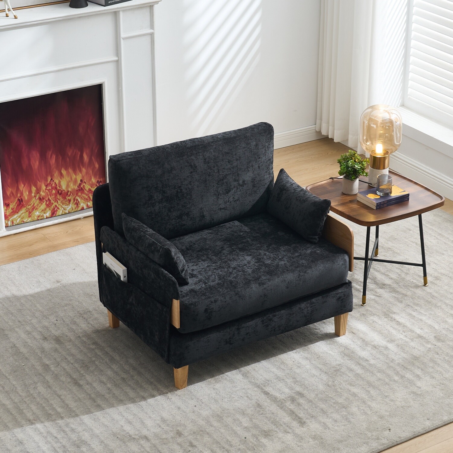 Convertible Sleeper Sofa Bed Multi-Functional Folding Recliner Chair w/ Pillows