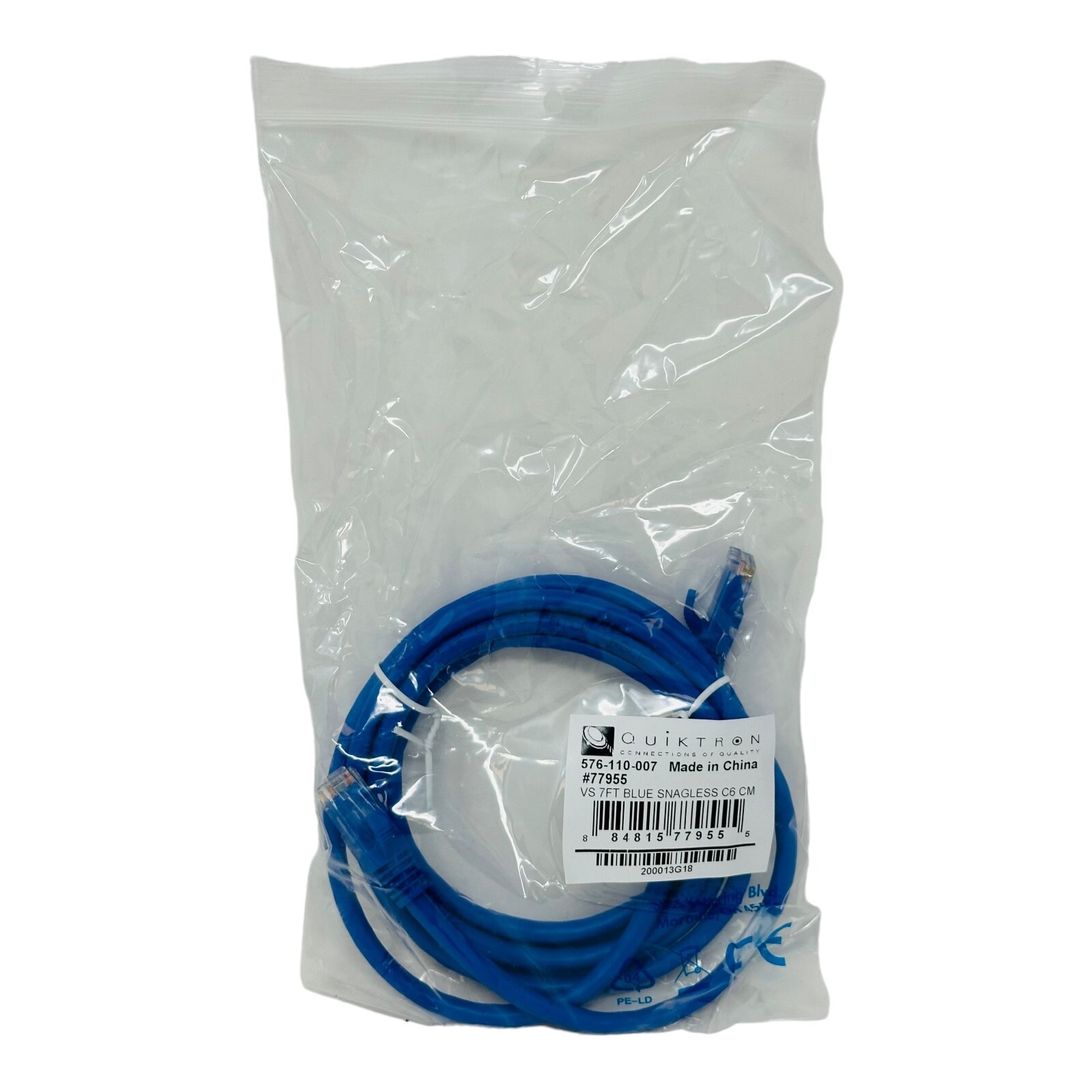 QUIKTRON 576-110-007 #77955 VS 7ft BLUE SNAGLESS Cat6 CM NEW/NOS