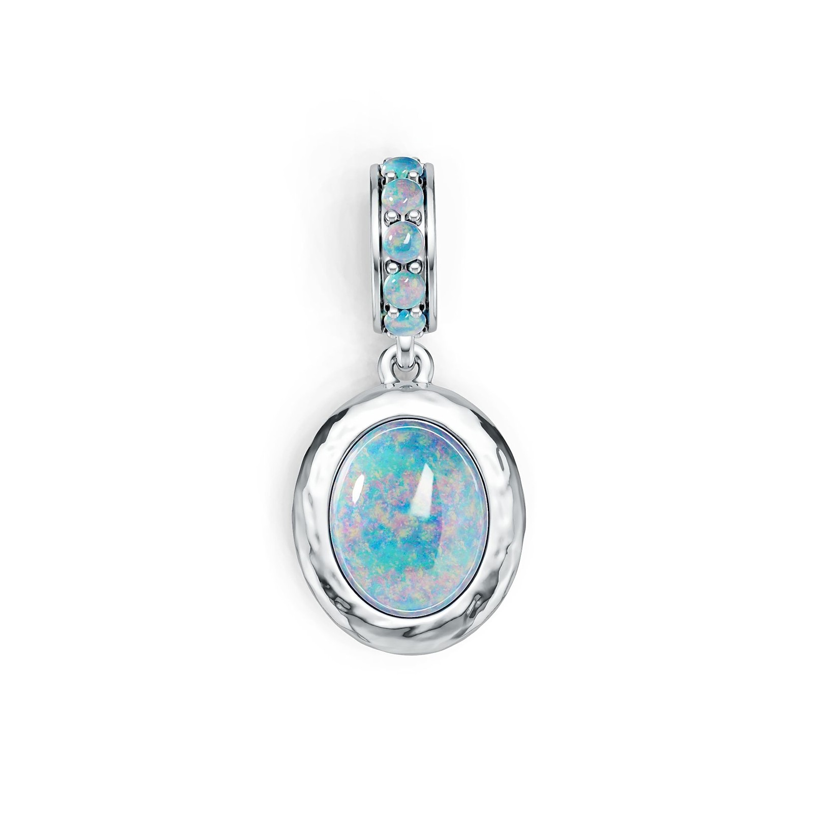 Sterling Silver Semi Mount Pendant Setting Oval OV 10X8mm RD 2X2mm Cabochon