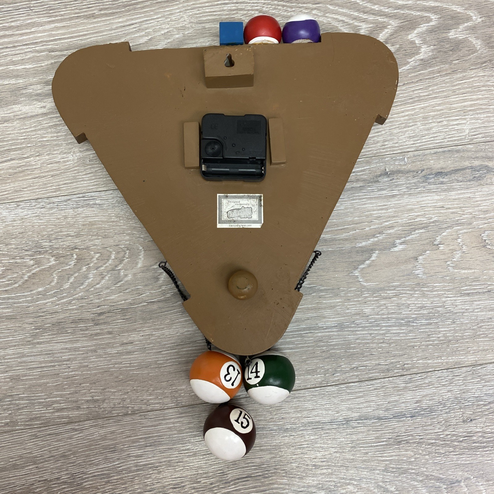 Billiards Wall Clock Pool Balls Triangle Man Cave Accent Table Game Room