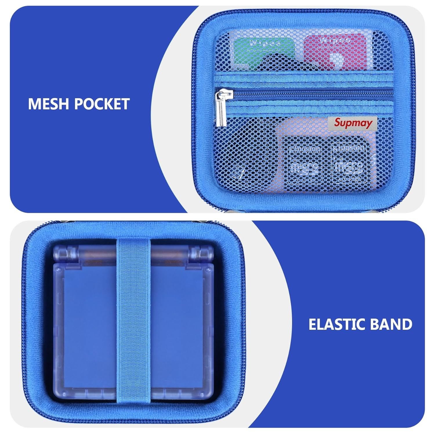 Retro Game Console Hard Case with Mesh Pocket - Fits GBA SP & Accessories