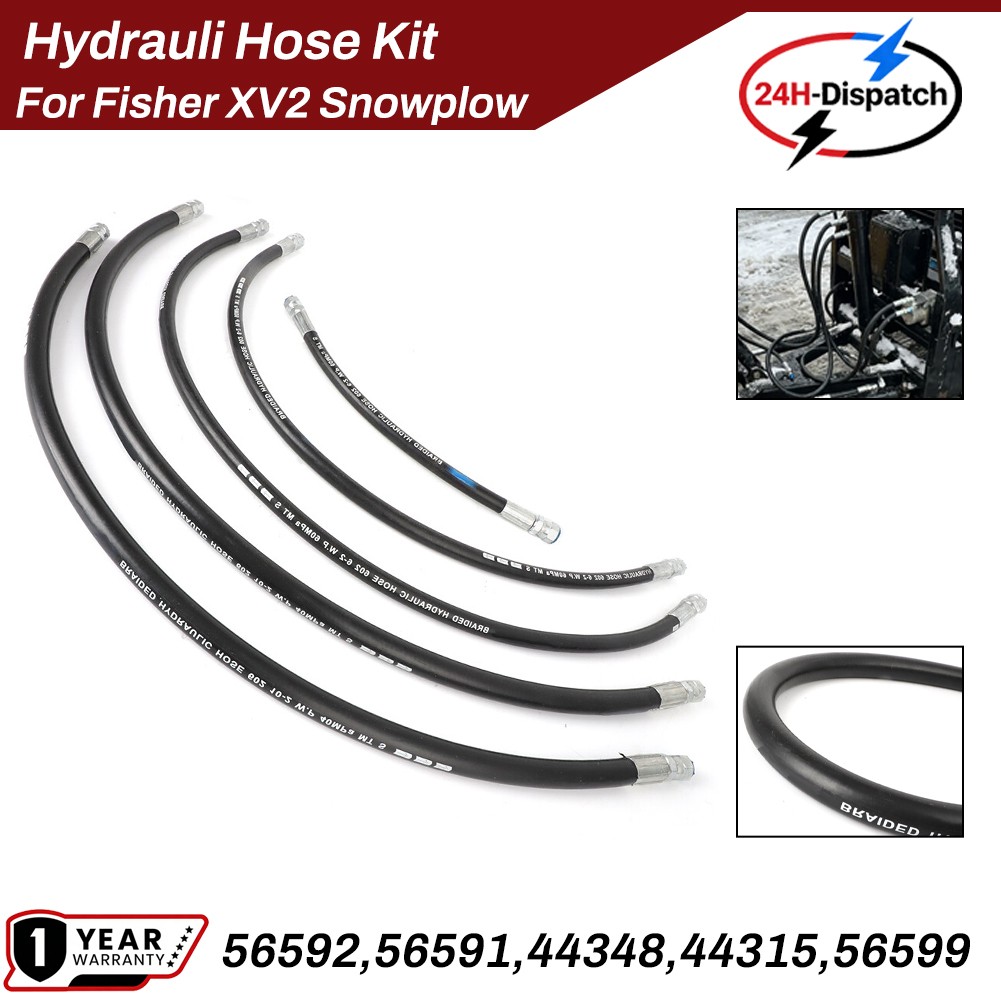 5PCS For Fisher XV2 Snowplow Upgraded Hydrauli Hose Kit Wire Braid Hose Assembly