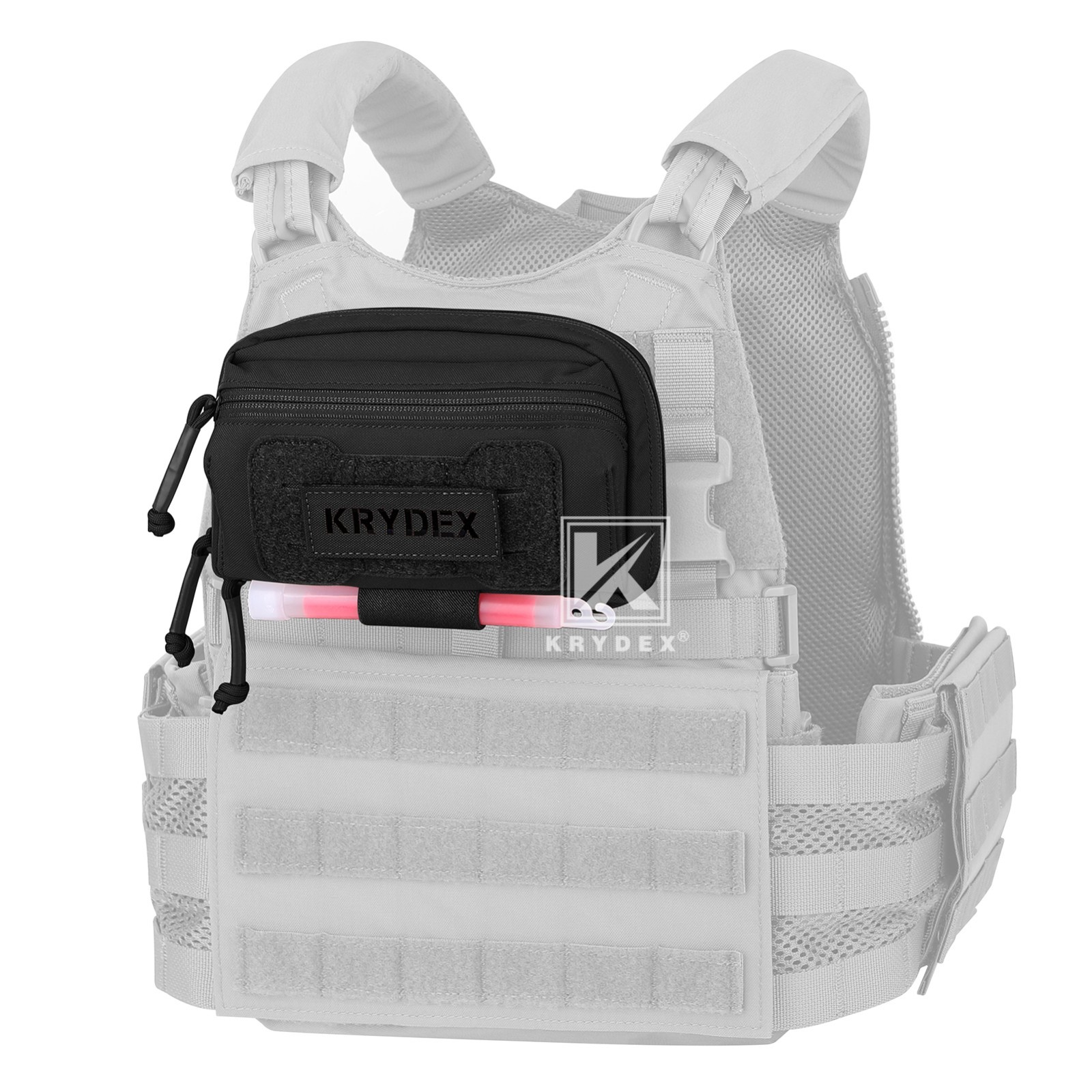 KRYDEX Tactical Modular Utility GP Pouch MOLLE Back Front Pocket Panel Small BK
