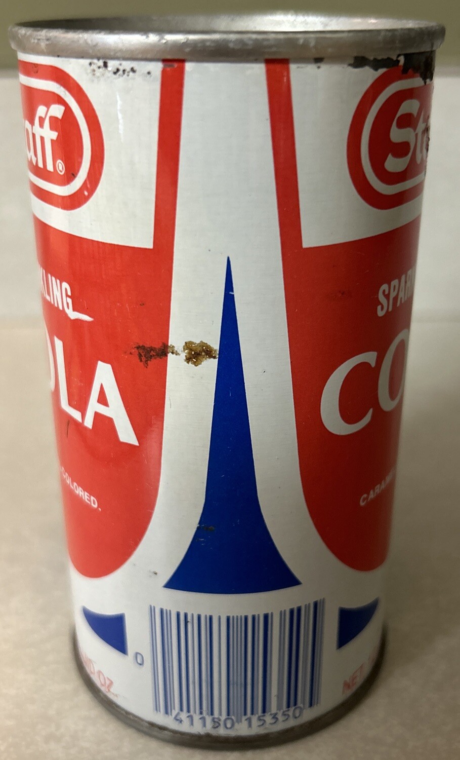 Vintage STAFF Sparkling Cola 12 Oz. Empty Pull Tab Steel Can