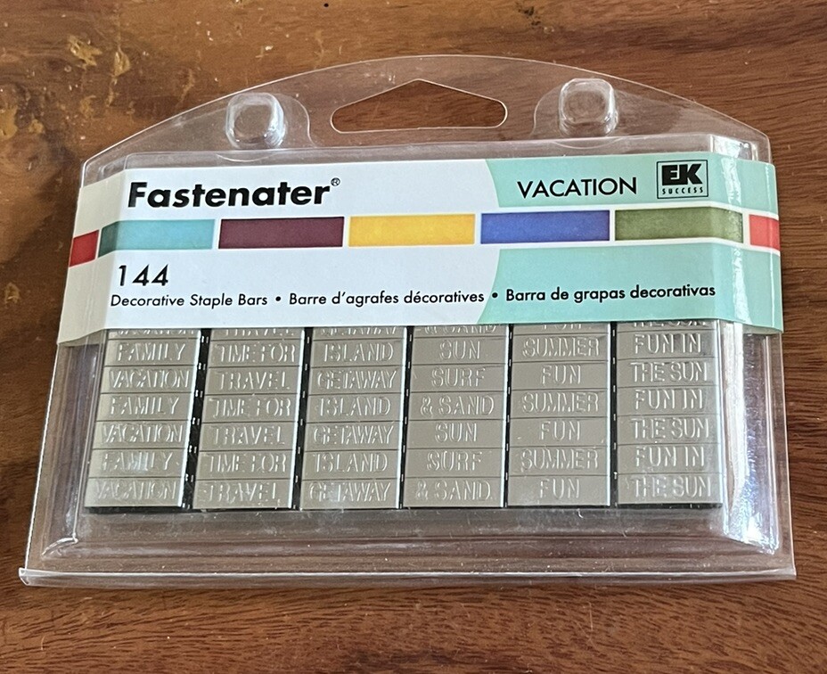 EK Success Fastenater 144 Decorative Staple Bars VACATION Theme