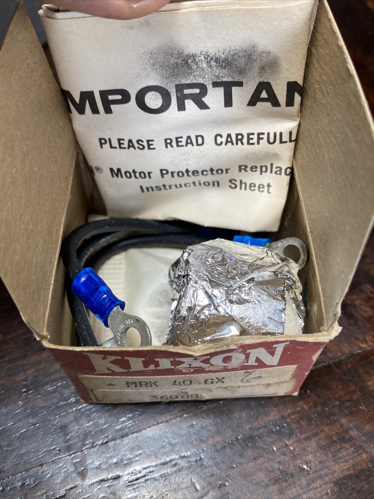KLIXON MOTOR PROTECTOR MRK40GX (NOS) 36008