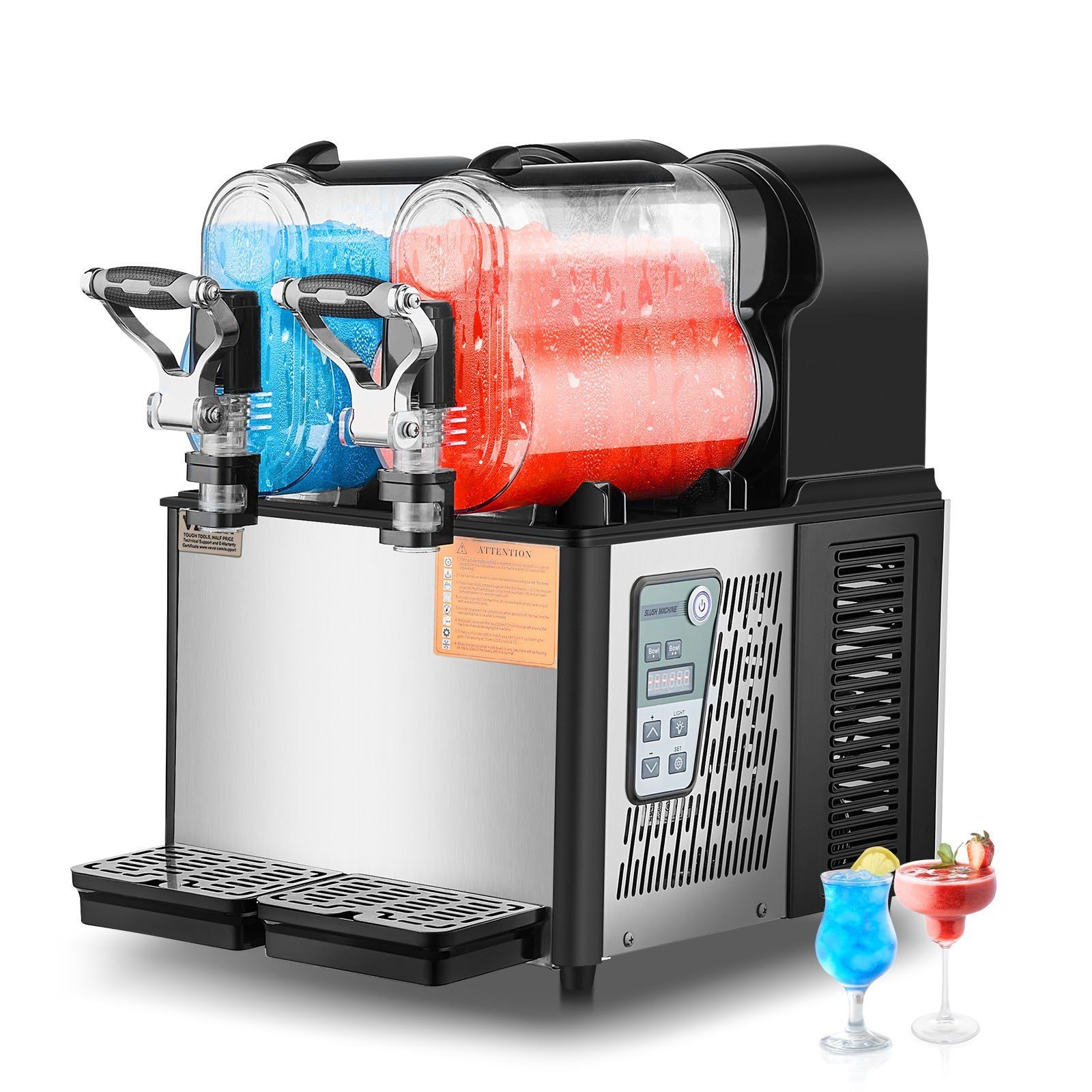 VEVOR Commercial Slushy Machine, 3LX2 Tank Slush Drink Maker, 340W Frozen Drink