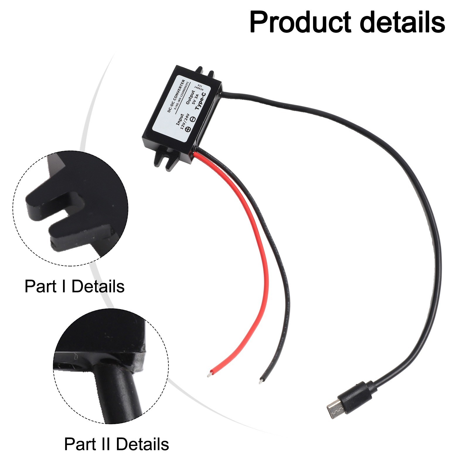 2 PCS Waterproof USB C DCDC Power Adapter for Converting DC Voltage to USB