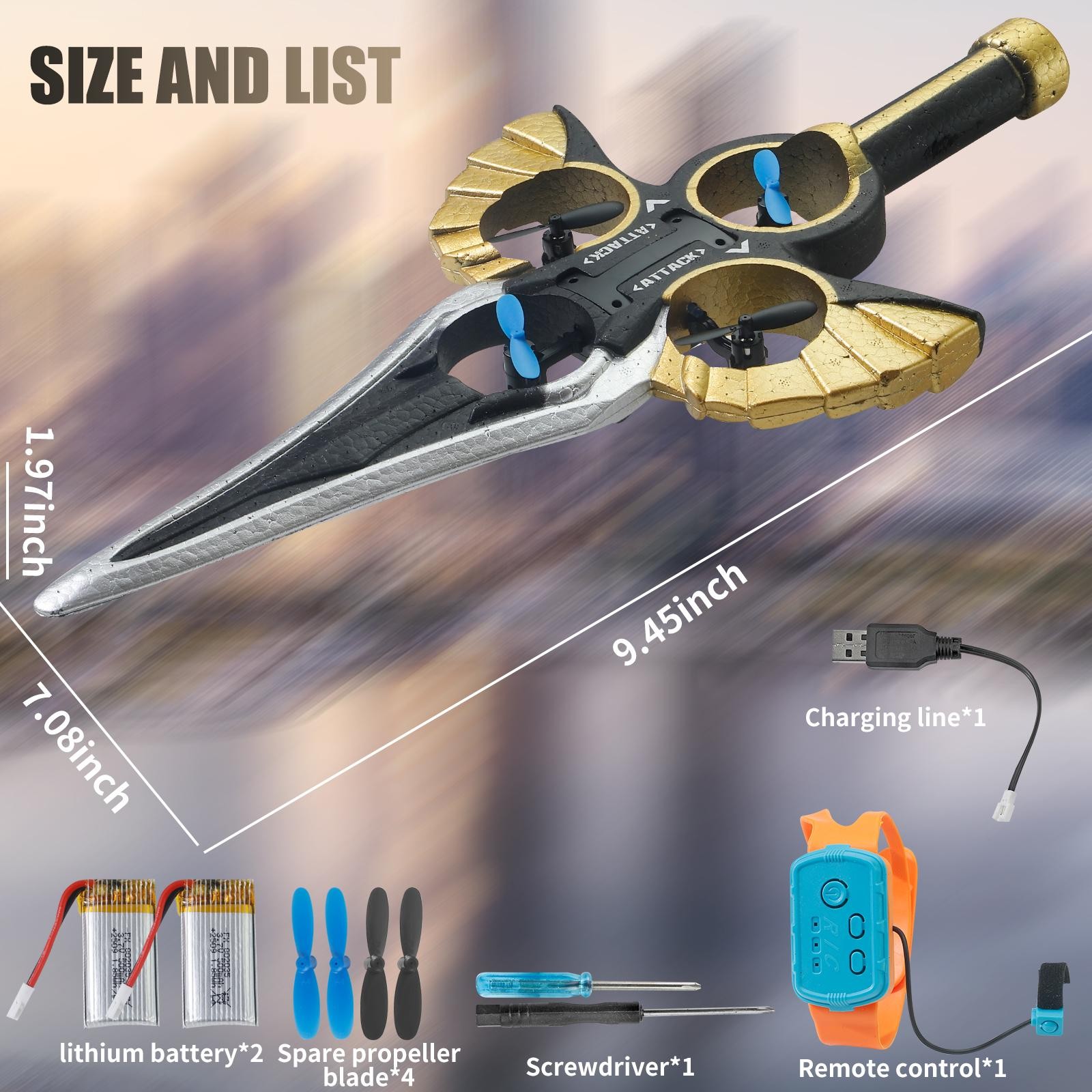 Flying Battle Sword – LED Hover Spinner Toy with Gesture Control & Watch Remote