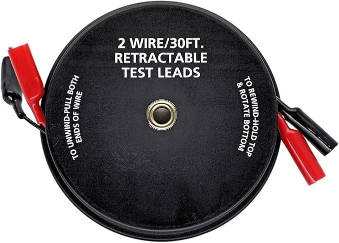 2 Wire 30' Retractable Test Leads (18 Gauge)