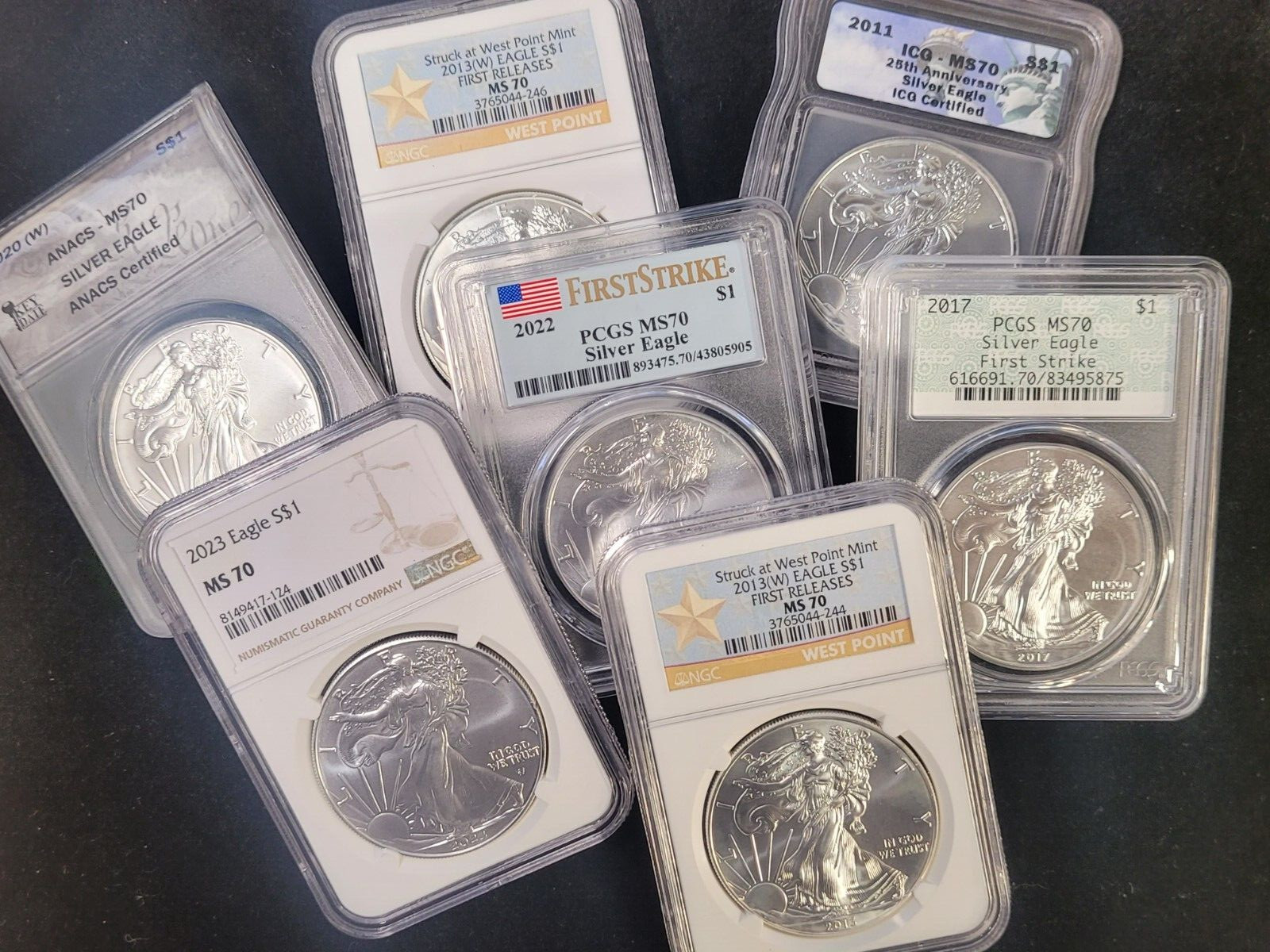 MS70 American Silver Eagle Random Year (our choice) 1 oz 999 Silver