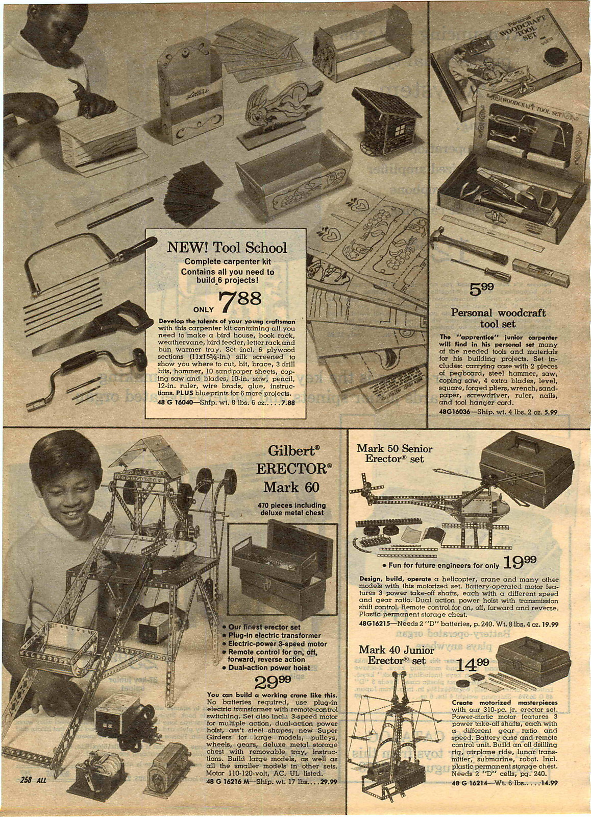 1972 ADVERT Gilbert Erector Set Mark 60 50 Senior Set Helicopter Electric