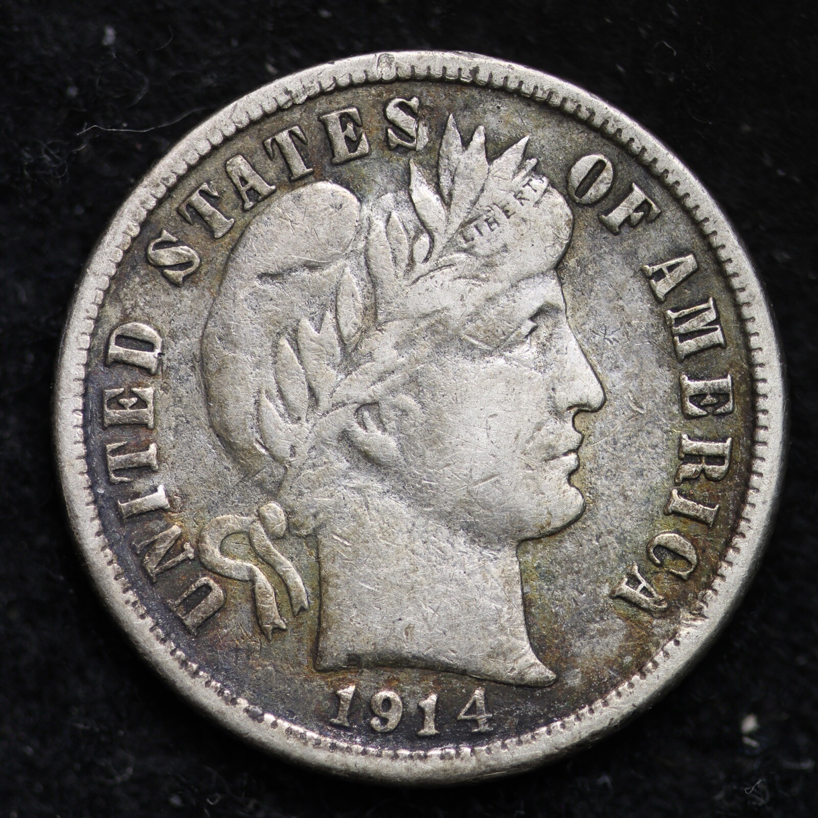 1914-S Barber Silver Dime XF RARE OLD COIN B469 AQ