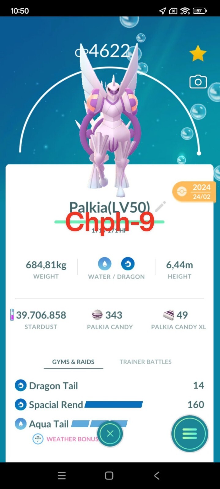 Pokemon Palkia(O) LV50 Unlock 3moves Spacial Rend - TRA'DE GO - Description