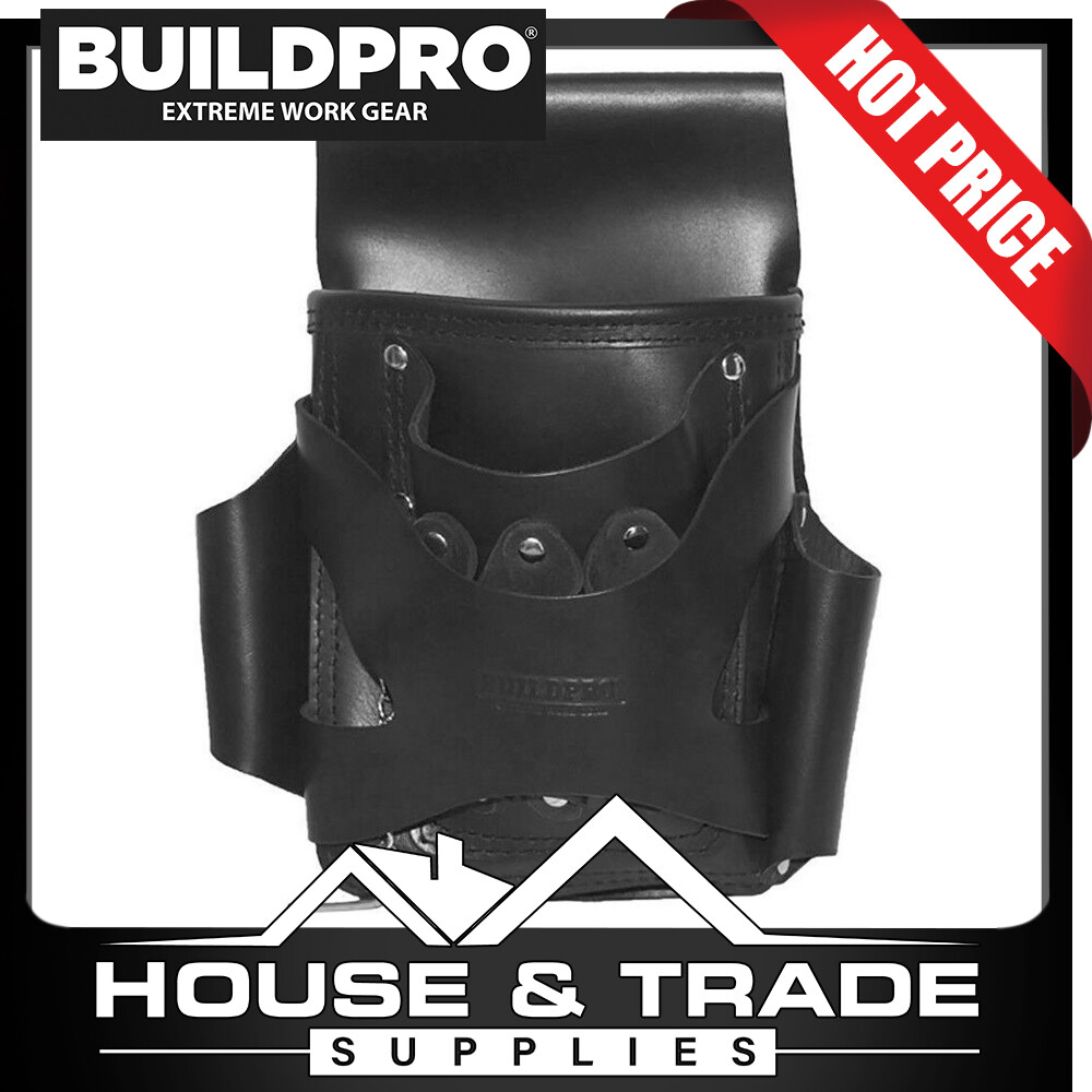 BuildPro Electrician's Tool Pouch Leather Heavy Duty Stitching Bag LBFEP