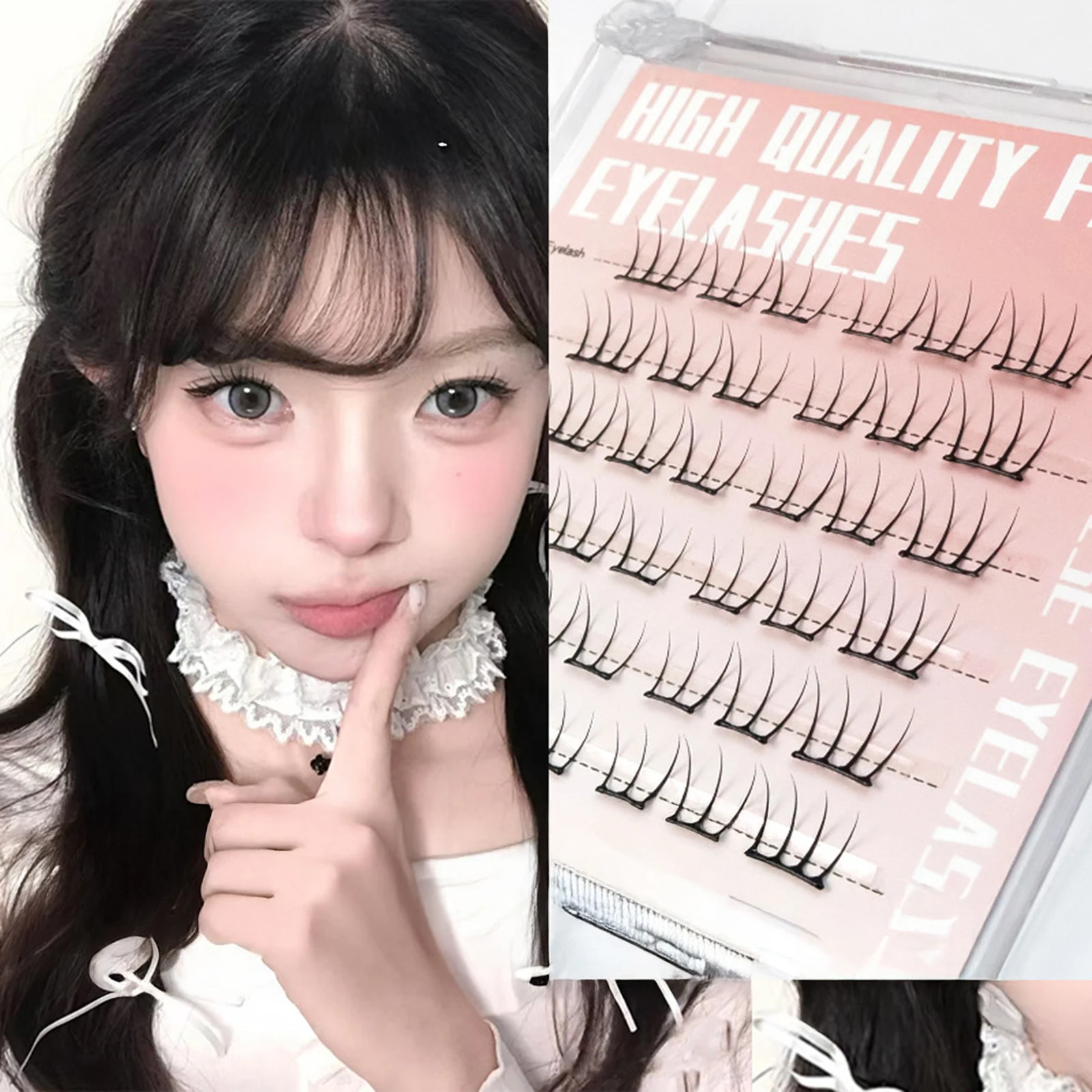 7-13mm Press on Lash Clusters Comic Eyelash Clusters No Glue Natural Cosplay
