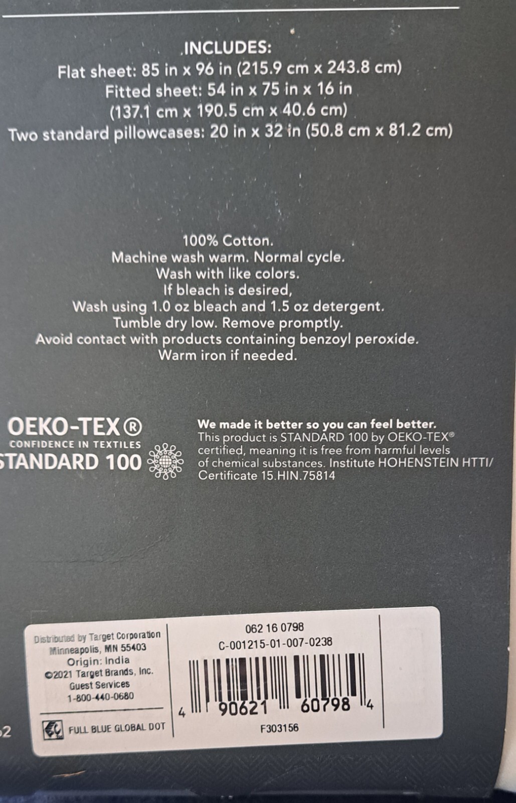 FULL SIZE SHEET SET 400 Thread Count Printed Performance 100% Cotton Threshold!