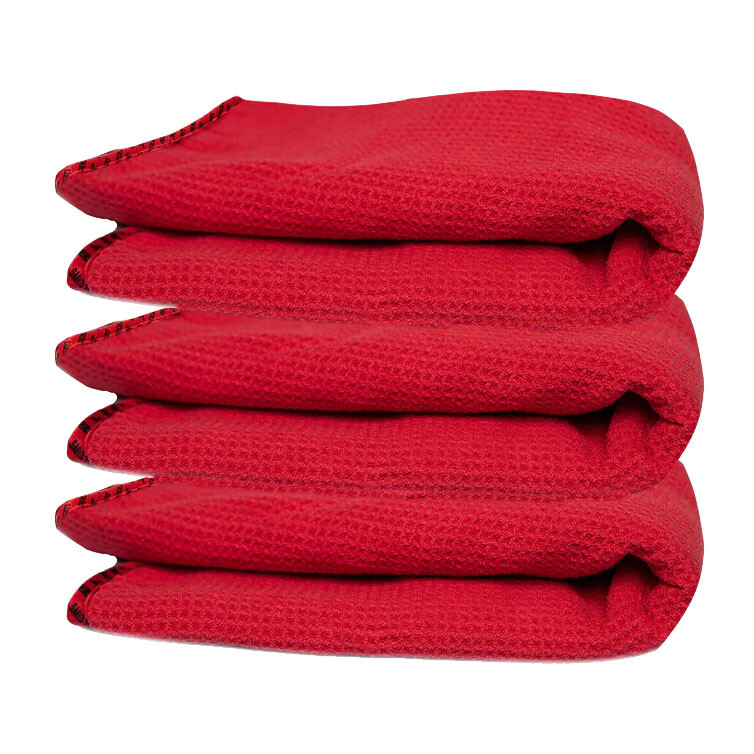 Chemical Guys - Glass & Window Waffle Weave Microfiber Towel Red 24"x16" 3 Pack