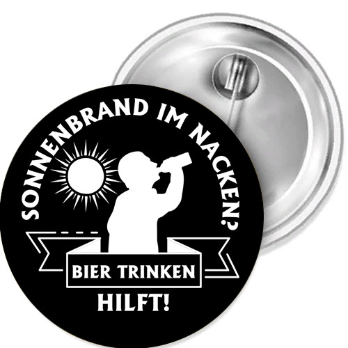 Sunburn In Neck Beer Helps Button Pin Sticker Bottle Opening Mirror
