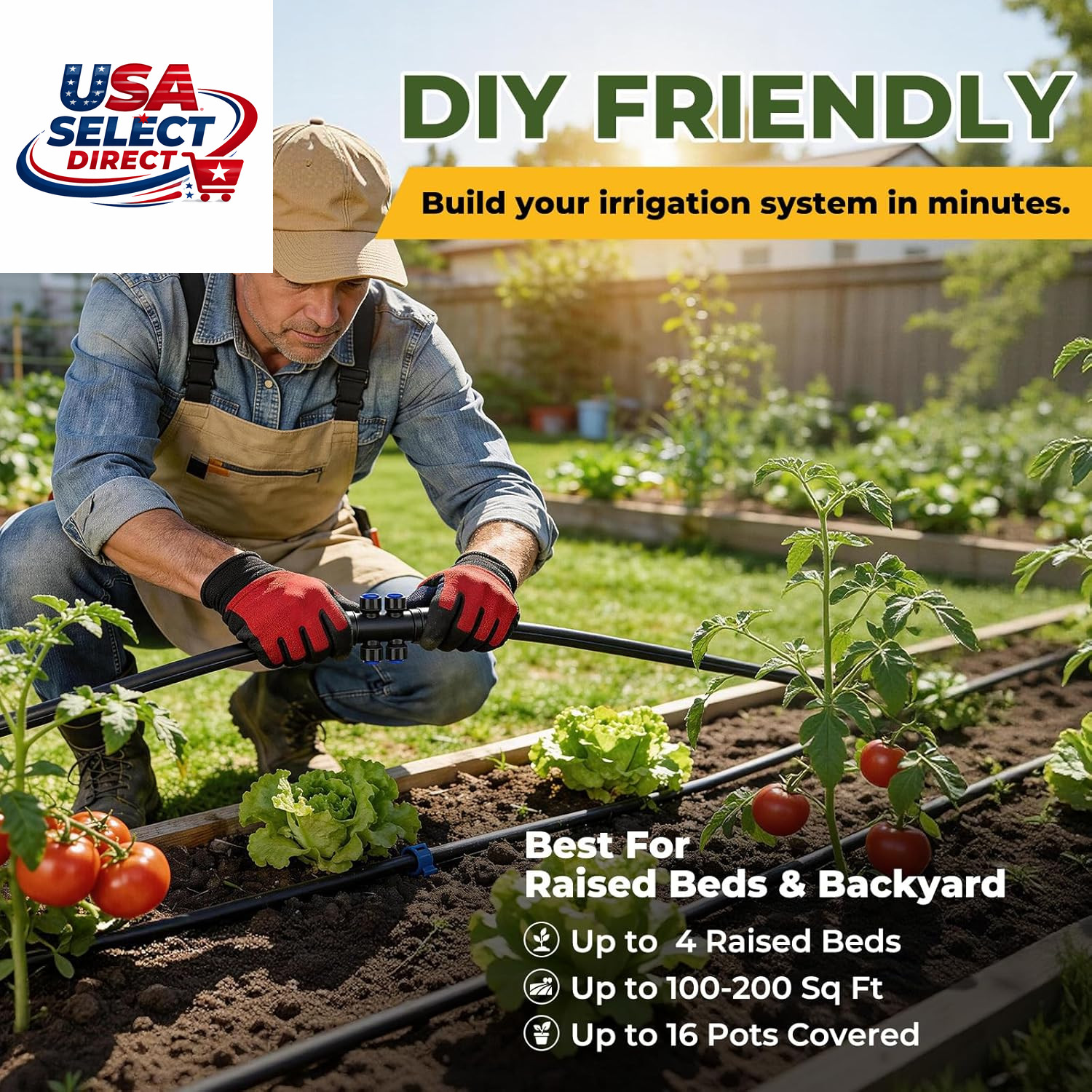 100FT Drip Irrigation System Kit, Quick Connect Garden Watering