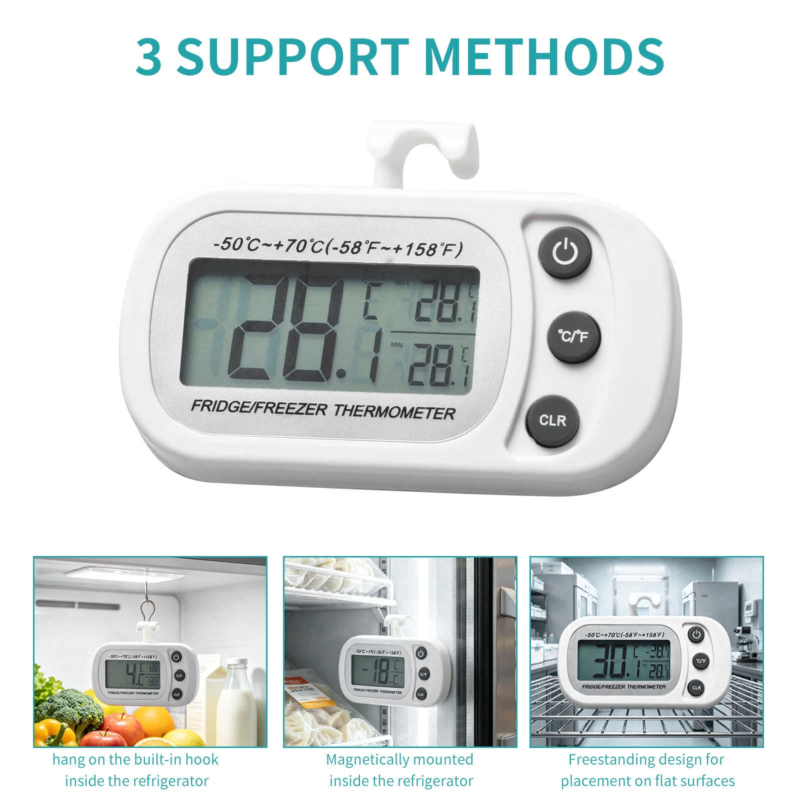 Digital Freezer Refrigerator Thermometer with LCD Display Temp Memory Gauge