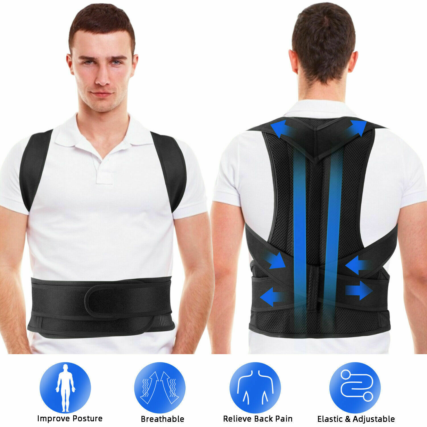 Heavy Duty Posture Corrector Breathable Neoprene & Lower Back Pain Relief